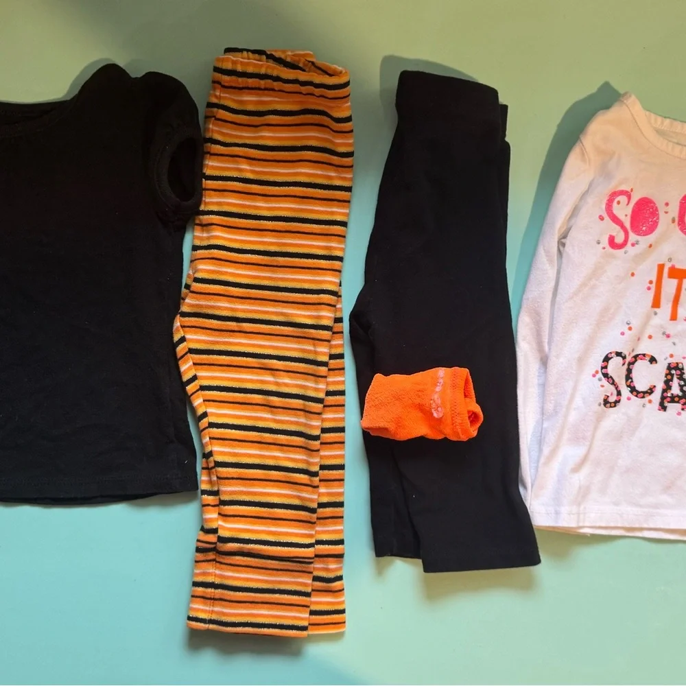 Size 2 Toddler‎ Halloween Lot - 2 leggings, 2 shirts, 1 socks